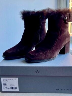 Aquatalia Suede Shearling Lined Bootie